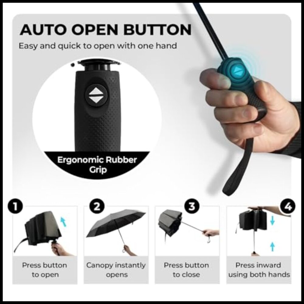 Automatic Windproof Travel Umbrella Compact Light… - image 4